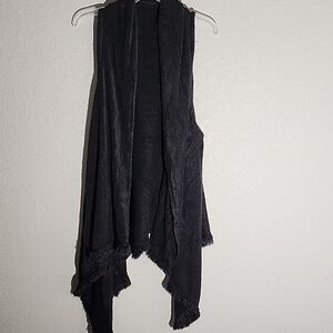 West Loop Vest Cardigan Open Front Sweater Black One Size Fringe Whimsigoth
